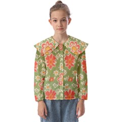 Retro 40s 50s Mexico Flowers Pattern 3 Kids  Peter Pan Collar Blouse by violetheavensky