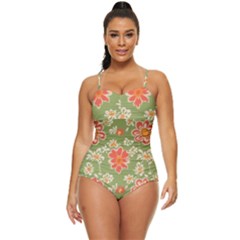 Retro 40s 50s Mexico Flowers Pattern 3 Retro Full Coverage Swimsuit by violetheavensky