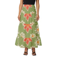Retro 40s 50s Mexico Flowers Pattern 3 Tiered Ruffle Maxi Skirt by violetheavensky