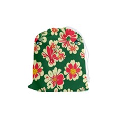 Retro 40s 50s Mexico Flowers Pattern 2 Drawstring Pouch (medium) by violetheavensky