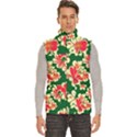 Retro 40s 50s Mexico Flowers Pattern 2 Men s High Neck Button Up Puffer Vest View1