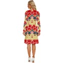 Retro 40s 50s Mexico Flowers Pattern 4 Long Sleeve Shirt Collar A-Line Dress View4