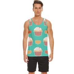 Retro 40s 50s Cupcake Pattern 3 Men s Wide Collar Tank Top by violetheavensky