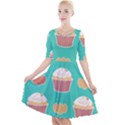 Retro 40s 50s Cupcake Pattern 3 Quarter Sleeve A-Line Dress View1