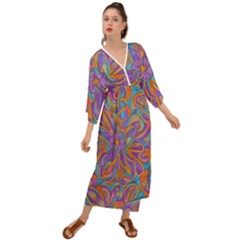 Mid Century Retro Floral 1970s 1960s Pattern 75 Grecian Style  Maxi Dress by violetheavensky