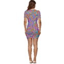 Mid Century Retro Floral 1970s 1960s Pattern 75 Low Cut Cap Sleeve Mini Dress View4