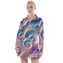 Abstract Fractal Art Swirl Pattern Women s Long Sleeve Casual Dress View1