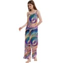Abstract Fractal Art Swirl Pattern Spaghetti Top Long Pants Satin Pajamas Set View2
