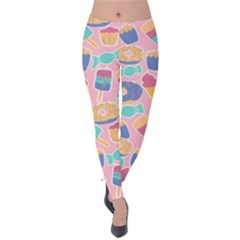Ice Cream Donut Sweets Candie Velvet Leggings by Apenda