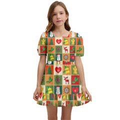 Template Christmas Pattern Kids  Short Sleeve Dolly Dress by Proyonanggan