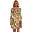 Template Christmas Pattern Long Sleeve Wide Neck Velvet Dress View1