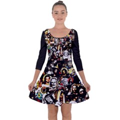 Jesus Christ Modern Halftone Pattern Quarter Sleeve Skater Dress by snek