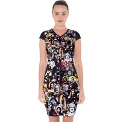 Jesus Christ Modern Halftone Pattern Capsleeve Drawstring Dress  by snek