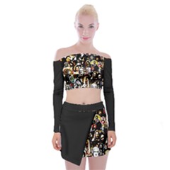 Jesus Christ Modern Halftone Pattern Off Shoulder Top With Mini Skirt Set by snek