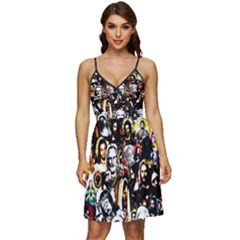 Jesus Christ Modern Halftone Pattern V-neck Pocket Summer Dress  by snek