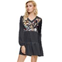 Jesus Christ Modern Halftone pattern Tiered Long Sleeve Mini Dress View1