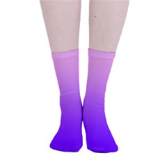 Cotton Candy Pink To Indigo Violet Linear Gradient Smooth Crew Length Tube Socks by GradientsOmbre