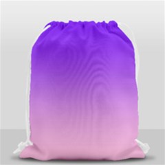 Indigo Violet To Cotton Candy Pink Linear Gradient Drawstring Bag (small) by GradientsOmbre