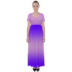 Indigo Violet To Cotton Candy Pink Bilinear Gradient High Waist Short Sleeve Maxi Dress by GradientsOmbre