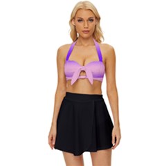 Indigo Violet To Cotton Candy Pink Bilinear Gradient Vintage Style Bikini Top by GradientsOmbre
