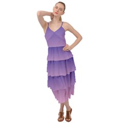 Navy Blue To Cotton Candy Pink Linear Gradient Layered Bottom Dress by GradientsOmbre