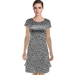 Black White Leopard Cap Sleeve Nightdress by DinkovaArt