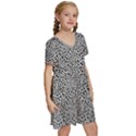 Black White Leopard Kids  Short Sleeve Tiered Mini Dress View3
