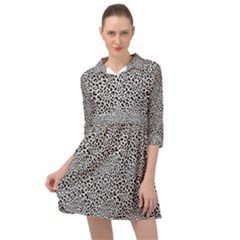 Black White Leopard Mini Skater Shirt Dress by DinkovaArt