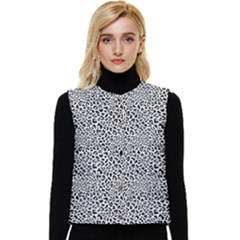 Black White Leopard Women s Button Up Puffer Vest by DinkovaArt