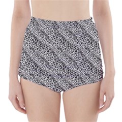 Silver Leopard High-waisted Bikini Bottoms by DinkovaArt