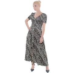 Silver Leopard Button Up Short Sleeve Maxi Dress by DinkovaArt