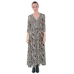 Black White Giraffe Pattern Button Up Maxi Dress by DinkovaArt