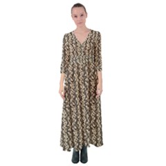 Beige Snake Pattern Button Up Maxi Dress by DinkovaArt