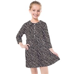 Brown Snake Pattern Kids  Quarter Sleeve Shirt Dress by DinkovaArt