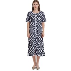 Black White Snake Pattern Women s Cotton Short Sleeve Nightgown by DinkovaArt