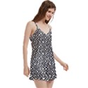 Black White Snake Pattern V-Neck Satin Loungewear Set View3