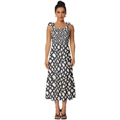 Black White Snake Pattern Tie-strap Tiered Midi Chiffon Dress by DinkovaArt