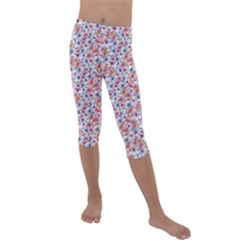 Floral Mix Kids  Lightweight Velour Capri Leggings  by DinkovaArt