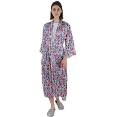Floral Mix Maxi Satin Kimono by DinkovaArt
