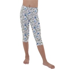 Grey Roses Kids  Lightweight Velour Capri Leggings  by DinkovaArt