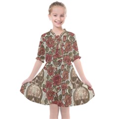 Skull And Roses Flowee Flora Floral Patterns Pattern Kids  All Frills Chiffon Dress by Tsamara