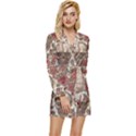 Skull And Roses Flowee Flora Floral Patterns Pattern Long Sleeve Satin Robe View1