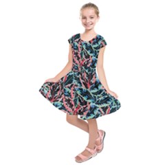 Leaves Nature Pattern Patterns Colorful Kids  Short Sleeve Dress by Tsamara