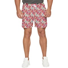 Red Flowers Men s Runner Shorts by DinkovaArt