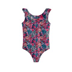 Red Flowers 2 Kids  Frill Swimsuit by DinkovaArt
