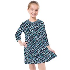 Turquoise Snake  Kids  Quarter Sleeve Shirt Dress by DinkovaArt