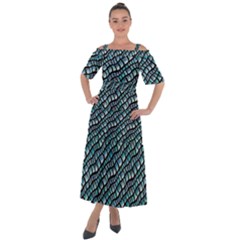 Turquoise Snake  Shoulder Straps Boho Maxi Dress  by DinkovaArt