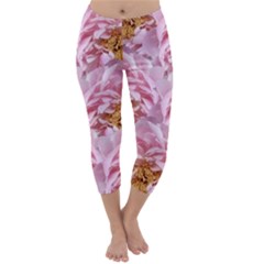 Peonies Nature Bloom Blossom Pink Capri Winter Leggings  by Tsamara