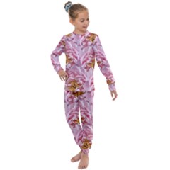 Peonies Nature Bloom Blossom Pink Kids  Long Sleeve Set  by Tsamara