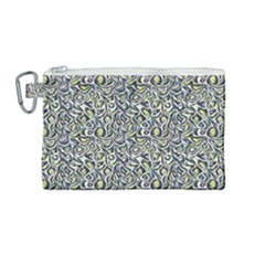 Green Leaves Canvas Cosmetic Bag (medium) by DinkovaArt